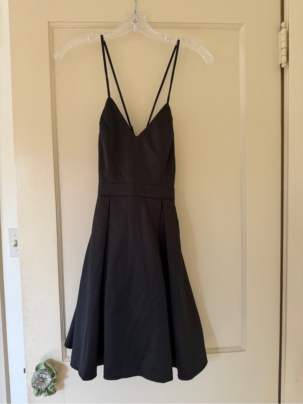 Lulu's Black Spaghetti-Strap Fit-and-Flare Mini Dress